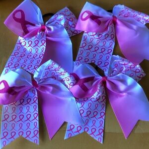 Pink Ribbon Hair Bows Set